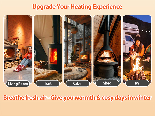 Heat-powered stove fan for living rooms camping RV Stoves cabins shelters workshops garages