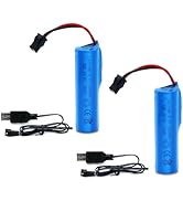 Tosiicop 3.7V Li-ion Battery 1200mAh - 2 Pack Rechargeable Batteries SM-2P Plug with 2 USB Charge...