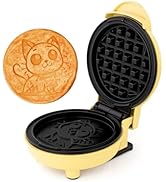 Holstein Housewares Kitty Waffle Maker – Cute Cat-Shaped, 4-Inch Yellow Mini Waffle Iron, Non-Sti...