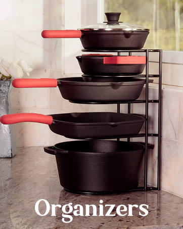 cast iron skillet pan organizer organizers for kitchen