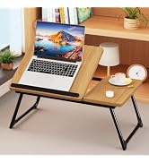 Laptop Bed Desk, 5-Angle Adjustable Bed Laptop Table with Cup Holder, Foldable Laptop Stand for C...