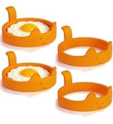 EuChoiz Egg Ring 4 Pack Silicone Rings for Frying Eggs, Non Stick Fried Egg Cooker Ring, Cute Ani...