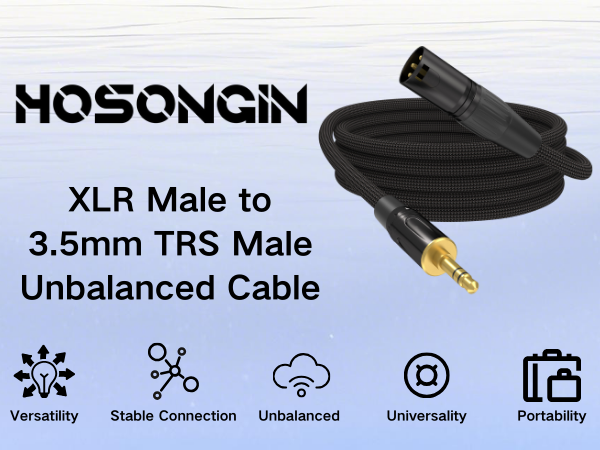 XLR Male to 3.5mm TRS Male Unbalanced Cable