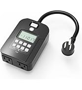 Outdoor Digital Timer for Lights, 7-Day Programmable Plug Waterproof in Timer with 2 Grounded Out...