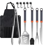 11-Piece Grill Tools Set, BBQ Grilling Accessories with Tongs &amp; Spatua, Stainless Steel Portable ...