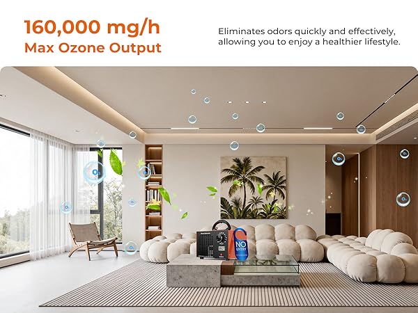 Ozone Generator 160000mg/H with Temp/Humidity Display
