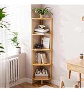 Atoping Corner Shelf Stand, 5 Tier Corner Display Rack, 54" Tall Narrow Bookcase, Plant Stand, Ba...