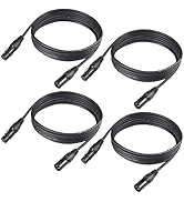 DMX Cable 10ft, 4 Pack 3.04m DMX Cables 3 Pin Signal XLR Male to Female DMX Cable Wire, with Meta...