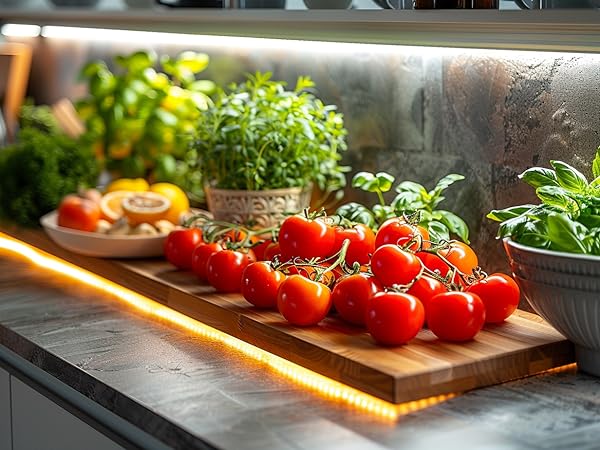 UVTaoYuan bright white light with kitchen cabinets, delicious food