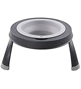 Dexas Pets Single Elevated Pet Feeder/Pet Bowl, Large/ 4 Cup Capacity, Light Gray