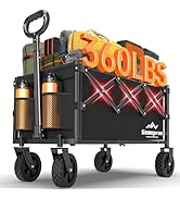 Wagons Carts Foldable, 360LBS Folding Utility Heavy Duty Wagon Cart with Wheels, 100L Portable Ut...
