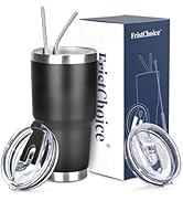 FristChoice 30 oz Tumbler with Lids and Straws Double Wall Vacuum Insulated Tumbler Cup,Stainless...
