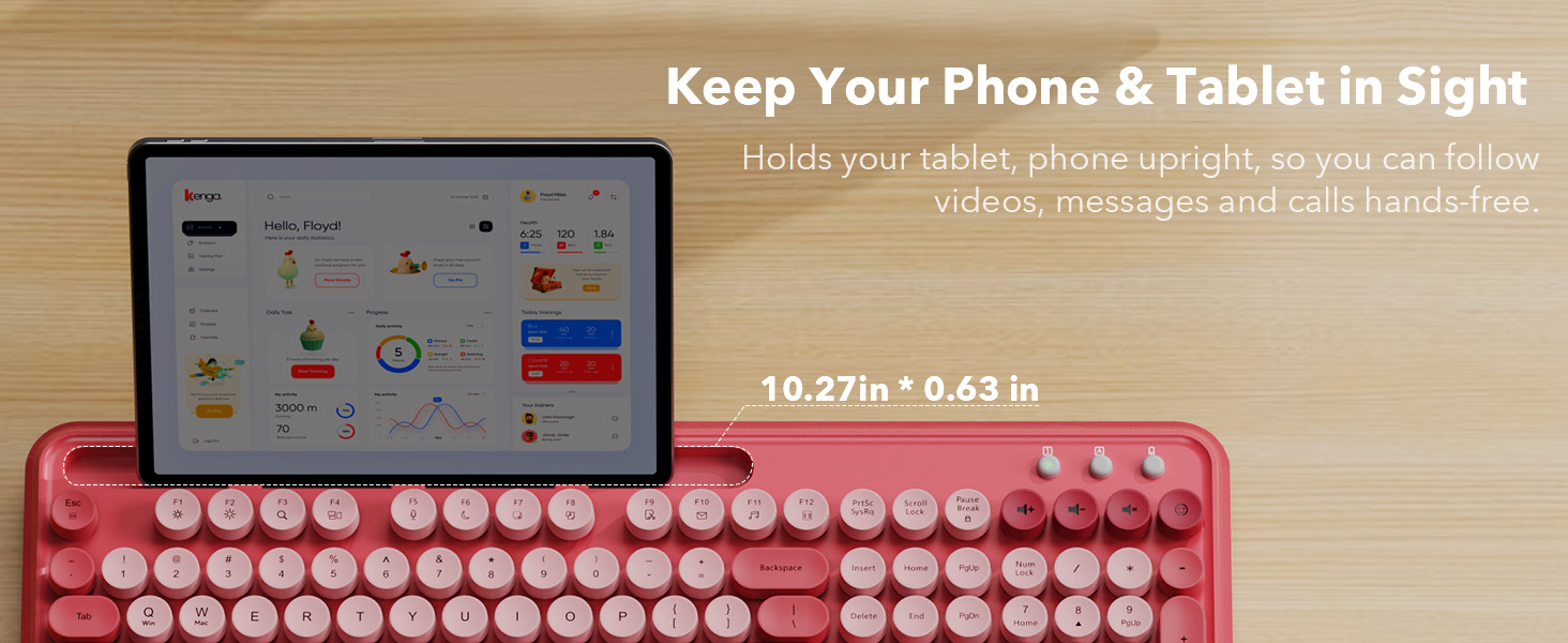 Holds your tablet,phone upright, so you can follow videos,messages and calls hands-free.