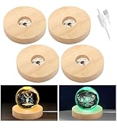 BlyeMichdi 4 Pcs Wooden Light Stand Bases,Colorful LED Lights Display Bases,Round Light Base Art ...
