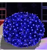 LED Blue Christmas Net Lights Outdoor Christmas Decorations Lights 5ftx5ft 100LED Green Wire,Conn...