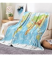 JAWO World Map Throw Blanket, Countries and Major Cities Blankets for Teens Kids Boys Girls, Map ...