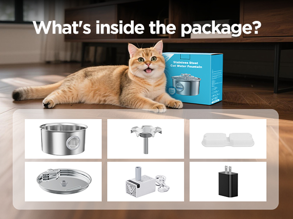 cat water fountain stainless