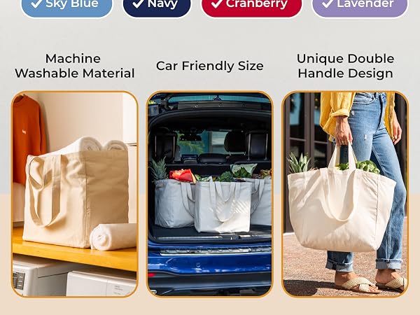 grocery bags reusable shopping bags, canvas grocery bags with handles, shopping bags for groceries