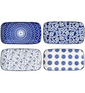 Cerkik Rectangle Serving Plates Set - 9.5 Inch Large Rectangular Ceramic Dinner Pasta Dessert Dis...