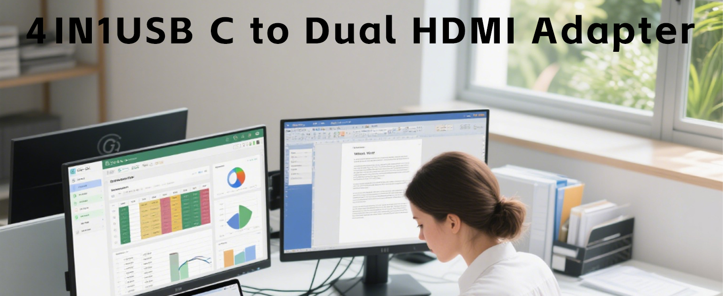 USB C to Dual HDMI Adapter