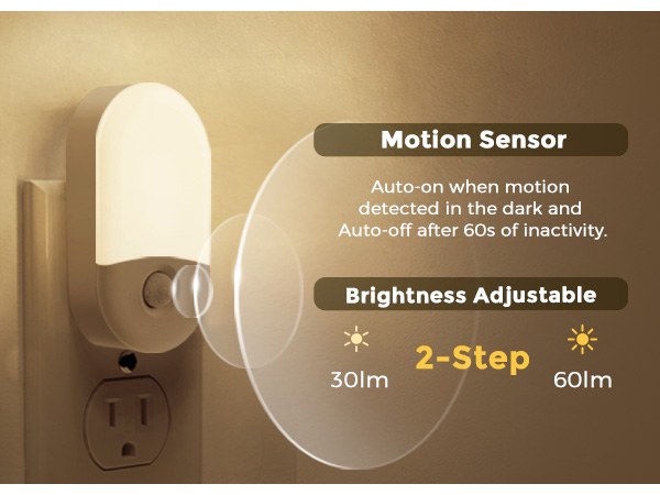 motion night lights plug into wall