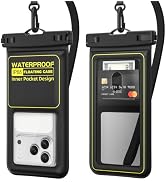 2Pack IPX8 Universal Waterproof Phone Pouch with Inner Card Pocket [Black] | Adjustable Lanyard, ...