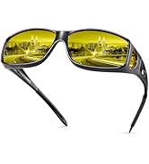 URUMQI Night Vision Driving Glasses Fit Over Eyeglasses for Men Women, Anti Glare Polarized Night...