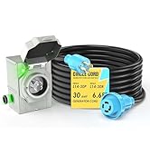 CircleCord 4 Prong 6.6 Feet 30 Amp Generator Extension Cord and Inlet Box with Locking Connector,...