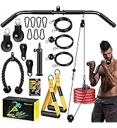 Weight Cable Pulley System Gym - Upgraded LAT Pull Down Machine Accessories, LAT and Lift Cable P...