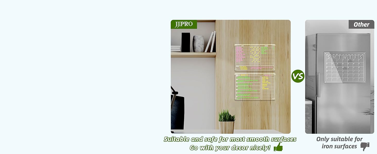 Find a smooth surface and stick the planner onto it, no matter painted wall, cabinet or desktop