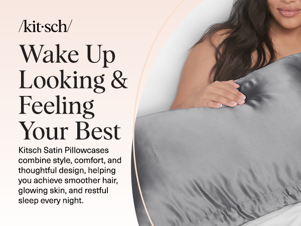 Kitsch Satin Pillowcase Standard Charcoal 2pcs