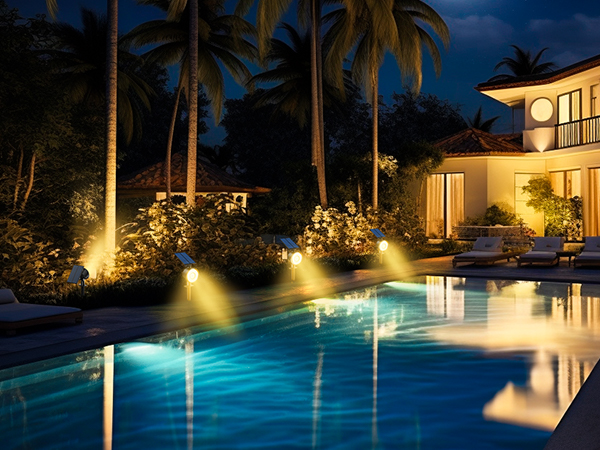 the swimming pool at night