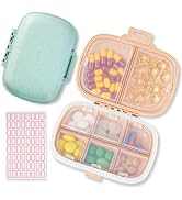 4 Pack Pill Organizer - Travel Pill Box with Label, 8 Compartment Daily Pill Case for Pocket Purs...