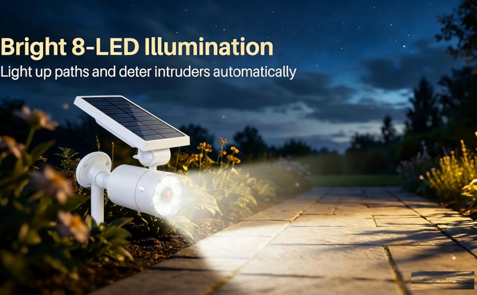 Solar motion detector flood security lighting