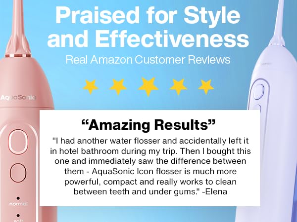 Aquasonic Icon Flosser - Professional Rechargeable Water Flosser with 4 Tips - Oral Irrigator 