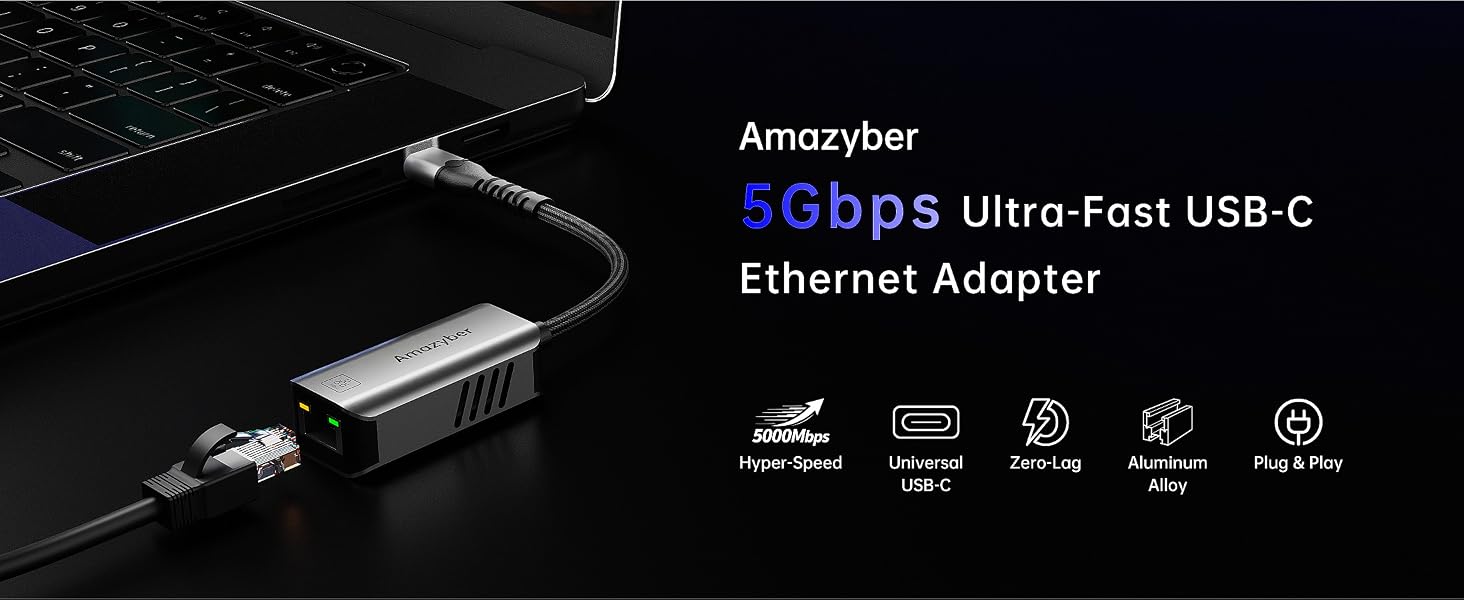 Space gray 5Gbps adapter connected to MacBook Pro boosting workflow efficiency for video editors.