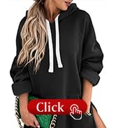 SHEWIN Women's Oversized Pullover Sweatshirt Casual Long Sleeve Split Hem Drawstring Hoodie Dress...