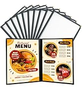 FLKQC Tech 10 Pack 4 View Restaurant Menu Covers/Fits 8 1/2" x 11" Paper (2 Page)