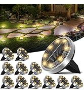 nipify 12 Pack Solar Ground Lights Outdoor, 8 LED Solar Lights Outdoor Waterproof Flat Solar Path...