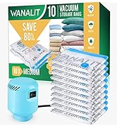 Vacuum Storage Bags with Electric Pump, 10 Pack Medium Size(28"x 18") Reusable Compression Space ...
