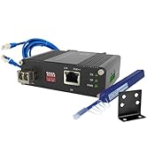 10G PoE++ Fiber Optic Media Converter with Multi-Mode LC SFP+ Module 850nm, 300m (0.18mi) Range, ...