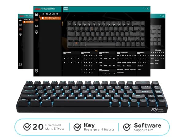 Hot-Swappable 65% Wireless Mechanical Keyboard, 60% 68 Keys Compact Bluetooth Gaming Keyboard