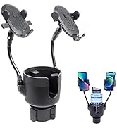 JINKEY Dual Cup Phone Holder for Car, 360°Rotatable Car Phone Mount Adjustable Gooseneck Cell Pho...