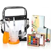 Zrpot Travel Watercolor Set, 15 Color Portable Watercolor Paint Set | Storage Bag 2 Pcs Watercolo...