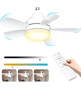 GODENBA Socket Fan Light with Remote, Ceiling Fan with Light, Lightbulb Replacement with Brightne...