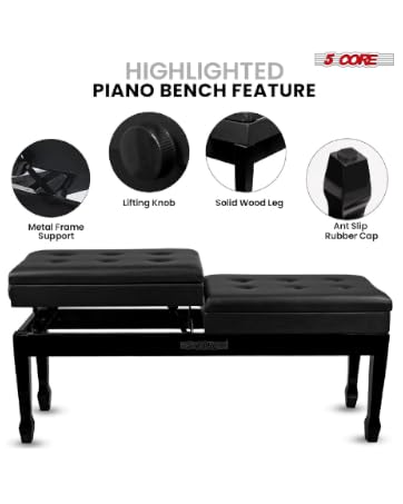 5 CORE Keyboard Bench X Style Padded Cushion Height Adjustable Piano Stool Seat Portable Keyboard Ch...