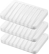 Self Draining Soap Dishes, 3 Pcs Silicone Soap Saver, Waterfall Drainer Soap Holder for Bathroom,...