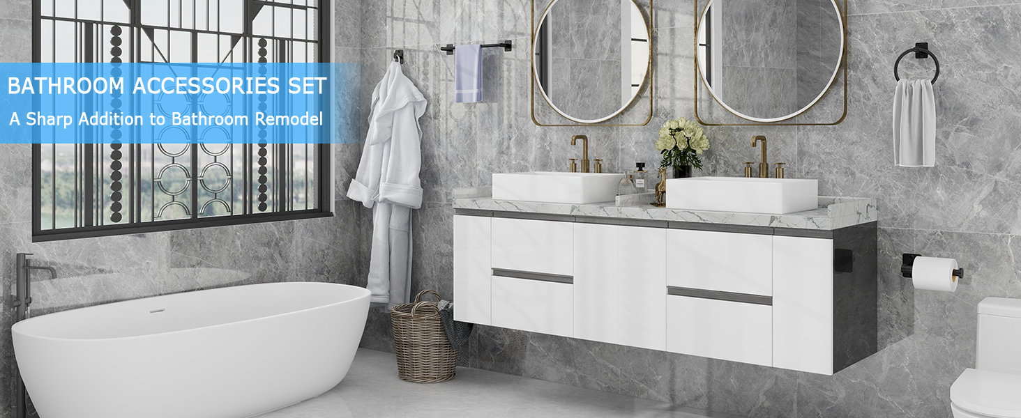 black bathroom accessories