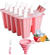Silicone Popsicle Molds 10 Pcs Ice Pop Maker Molds with 10 Reusable Sticks, Cleaning Brush and Fu...