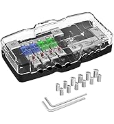 Joinfworld Fused Power Distribution Block Car Audio 4 Way MIDI(Mini-ANL) Fuse Block 12V 0/4 Gauge...